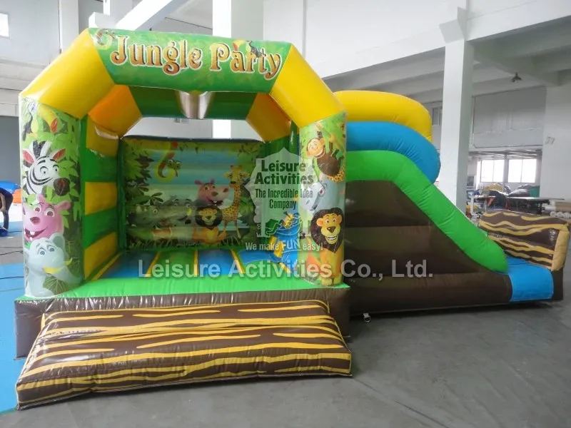 Small Inflatable Multiplay Bouncy Castles Jungle Party With Slide